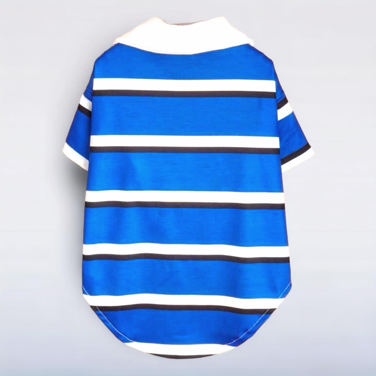 Blue/Blk/White Striped Polo Shirt