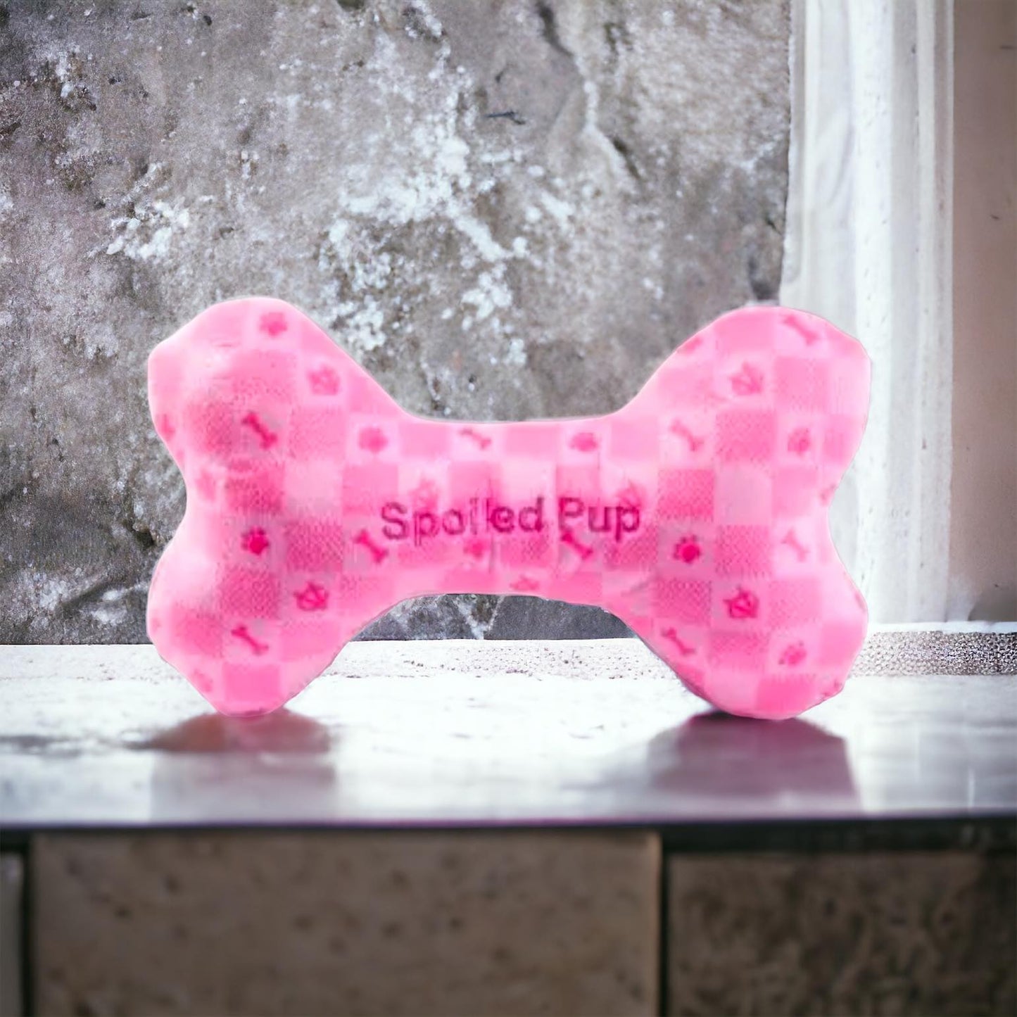 Pink Checkered Chewy Vuiton Bone