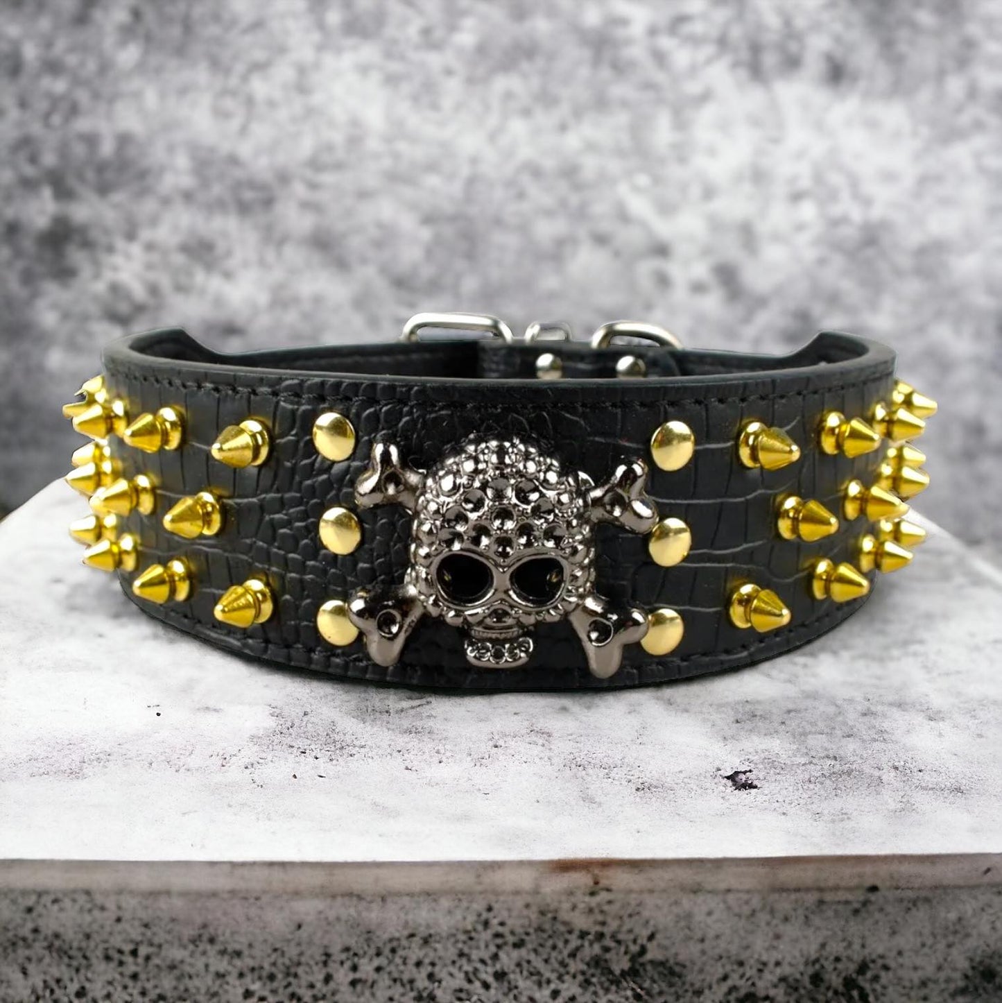 Studded Leather Skull Collar