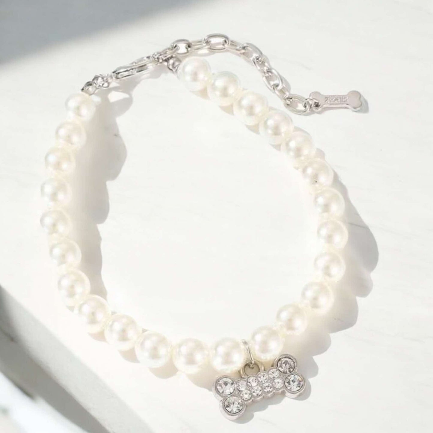 Pearl and Bling Bone Necklace