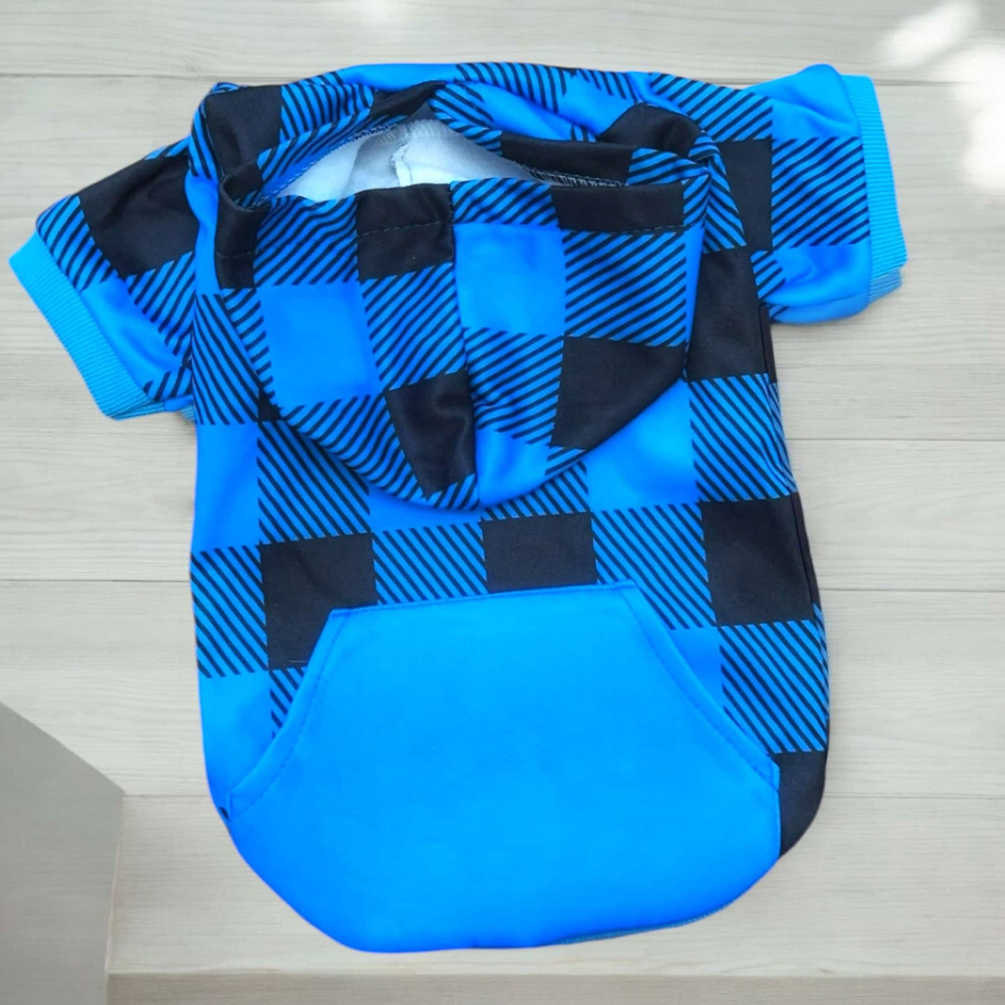 Blue/Black Checkered Dog Hoodie