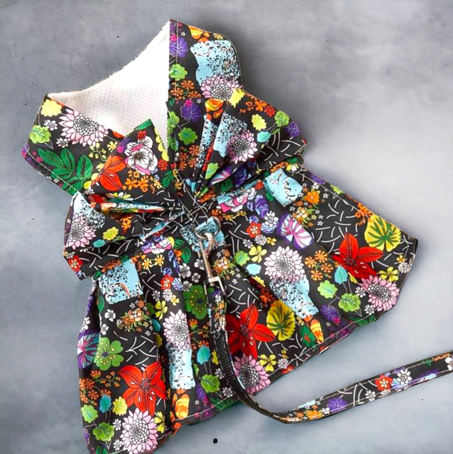 Black Floral Harness Dress & Leash