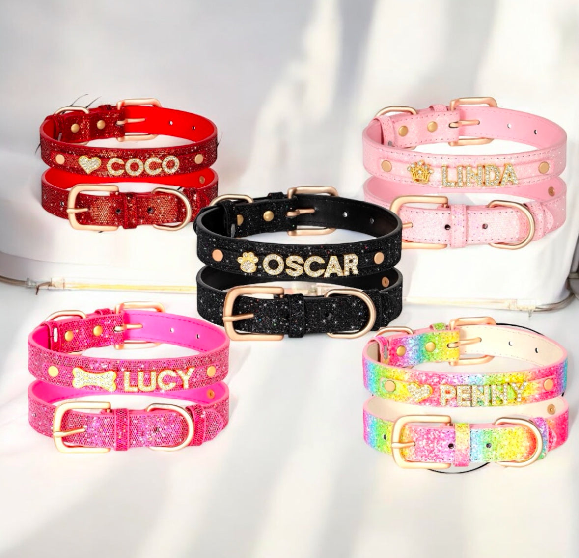 Glitter Collar - Gold Charms