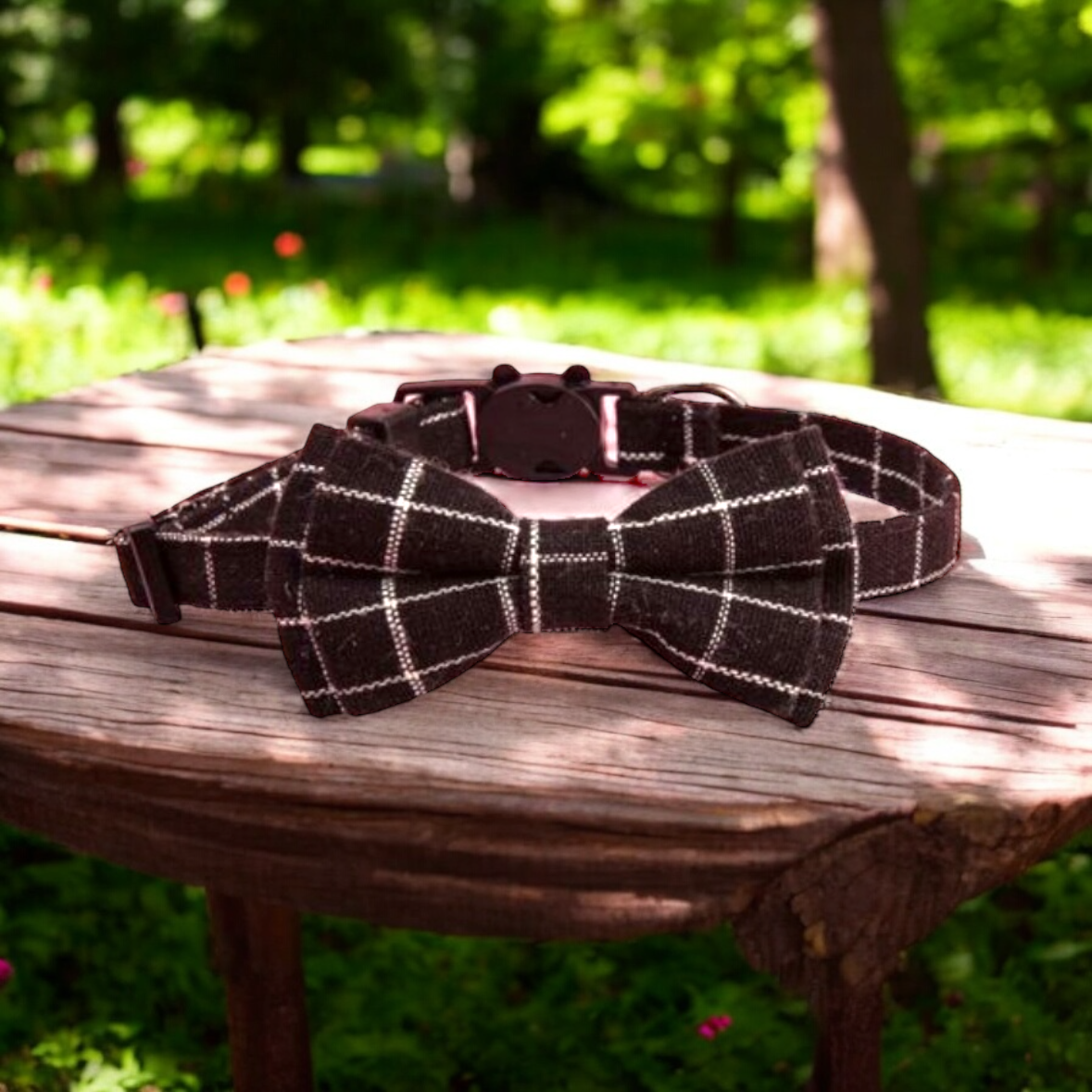 Black Plaid Cat Collar