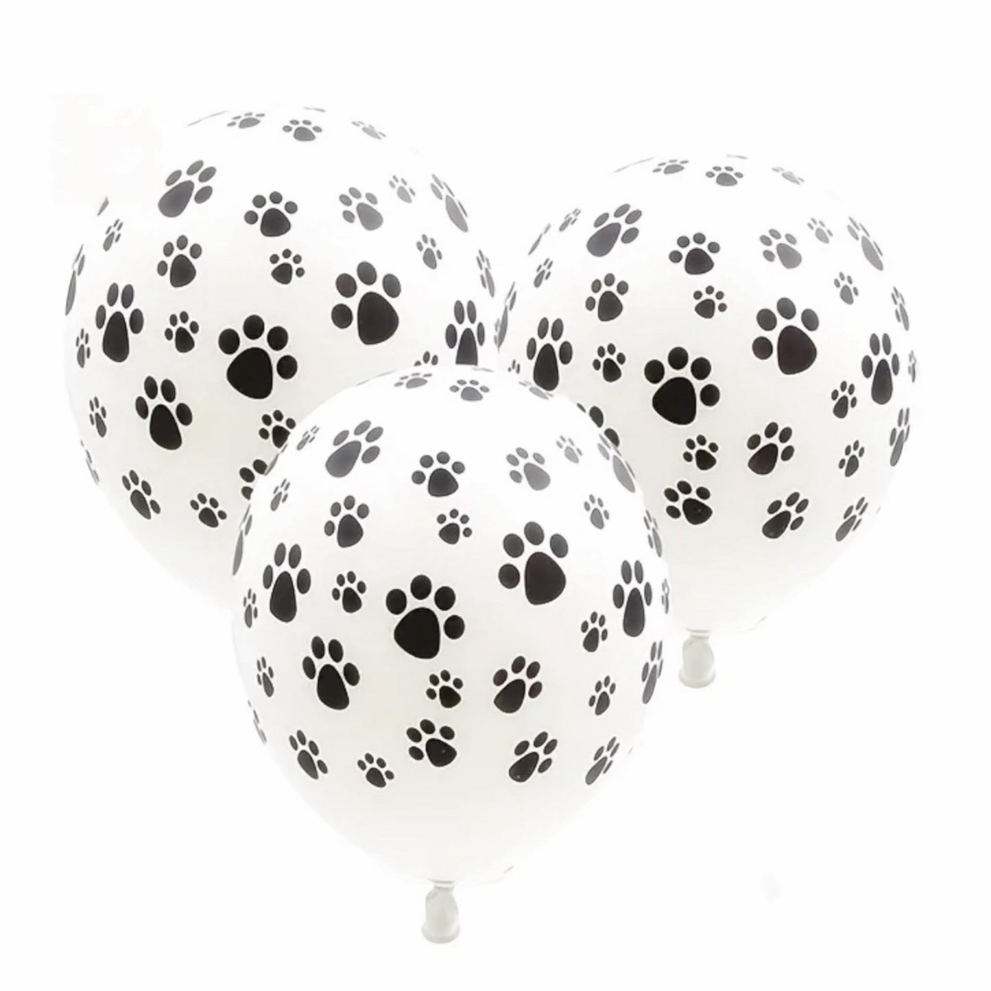 10 pcs / 12 in Black Paw on White Latex Balloons