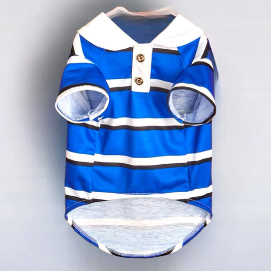 Blue/Blk/White Striped Polo Shirt