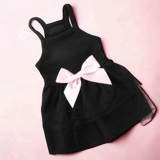 LBD - Little Black Dress With Pink Bow