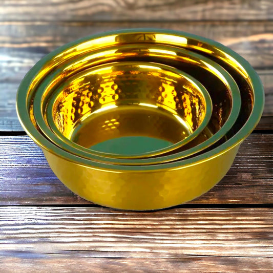 Durable Stainless Steel Golden Pet Bowls