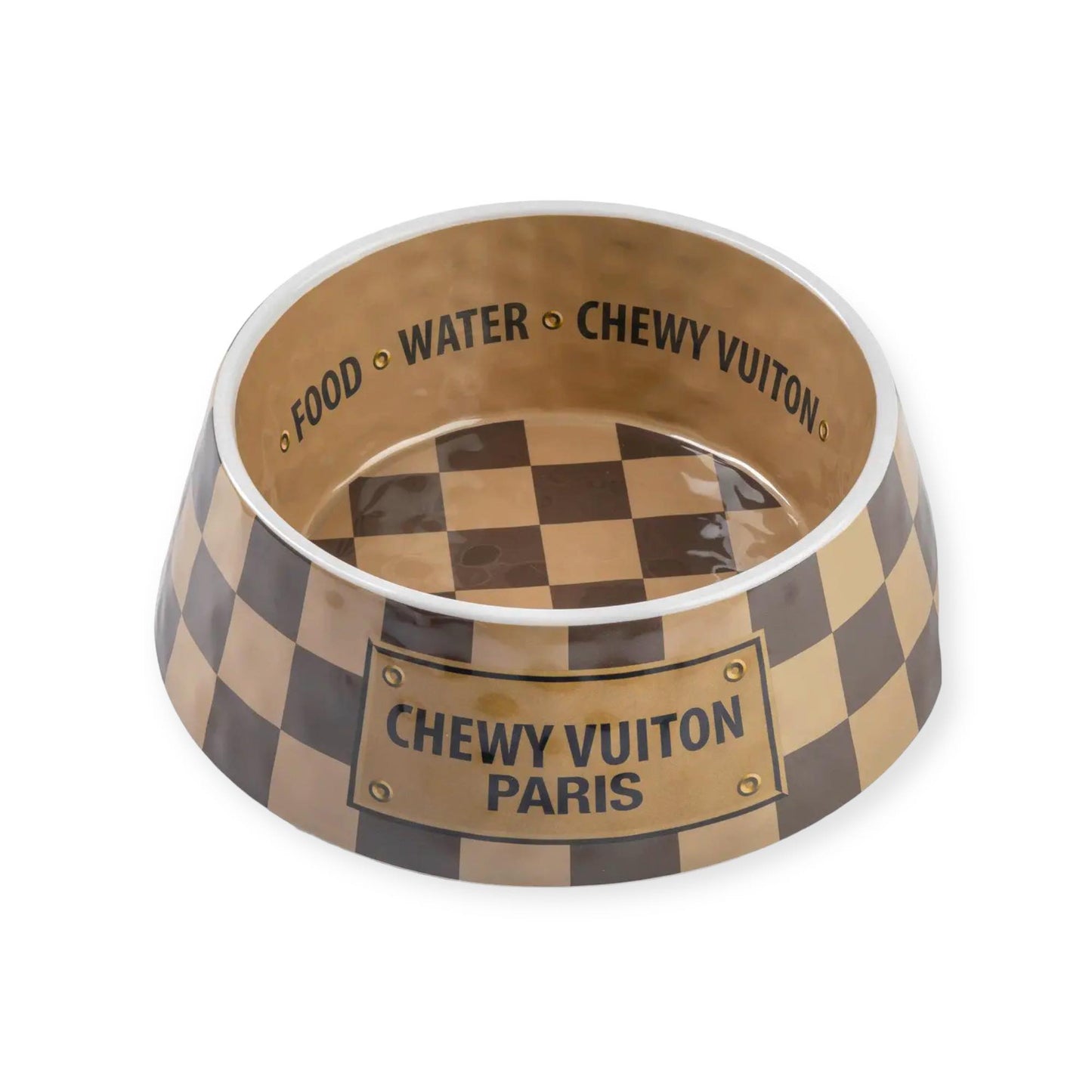 Checker Chewy Vuiton Pet Bowls