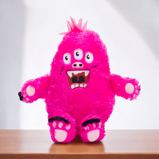 Pink Monster Plush Dog Toy