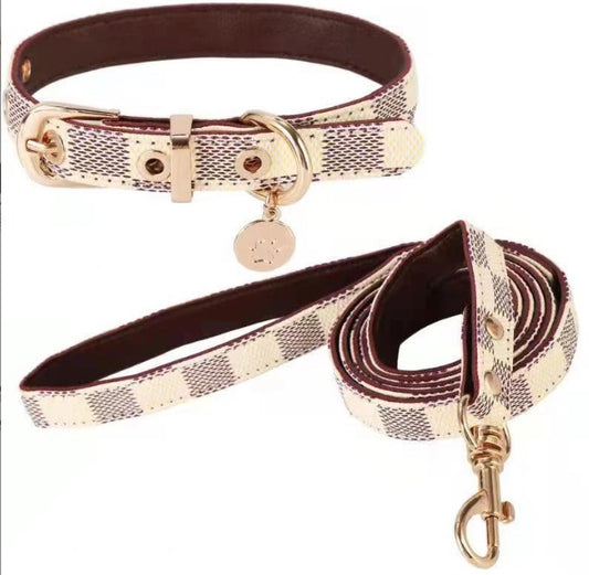 Checkered Collar & Leash